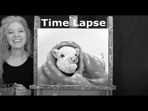 TIME LAPSE – Learn Learn how to Paint "PIG IN A BLANKET" with Acrylic Paint- Step by Step Video Tutorial